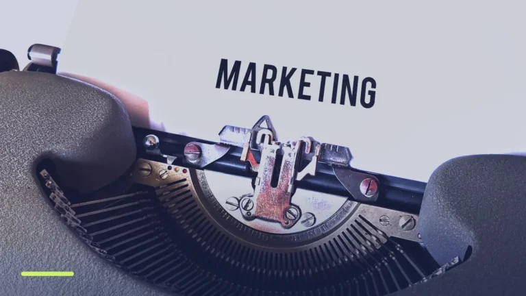 Typewriter with the word Marketing on the page, representing writing Google Ads ad copy