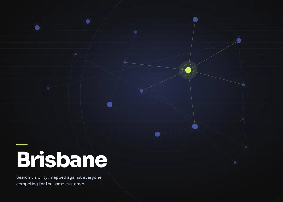 Search visibility map showing one Brisbane business named among competing results
