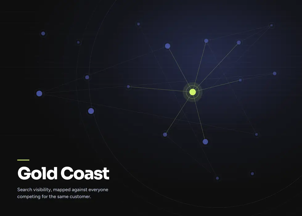 Search visibility map showing one Gold Coast business named among competing results