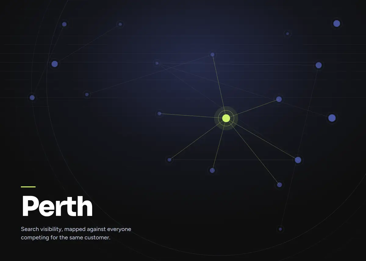 Network map showing a Perth business highlighted among competing search results